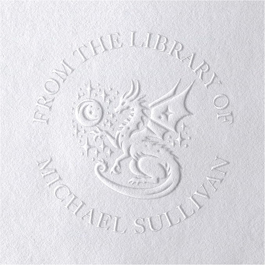 Dragon Book Embosser, Custom Round Library Book Embosser, Fantasty Fiction Dragon Ex Libris Embosser, Gift for Book Lover | Black or Pink Embosser (Dragon #4)