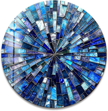 My Photostation.com 27.5''(70cm) Diameter Radiant Mosaic Burst Round Glass Wall Art Tempered Glass Printing Wall Decor Large Wall Art Wall Hangings