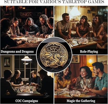 DND Dice Set Roulette: Fidget D4 D6 D8 D10 D10% D12 D20 All in One Metal D&D Spinner Dice - Cool Role Playing Dice Gifts for Dungeons and Dragons TRPG MTG Games Lover Players (Ancient Bronze)