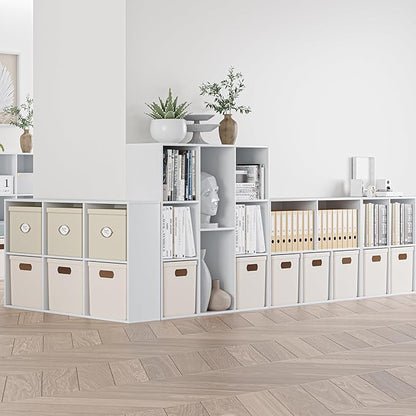Wooden Cube Storage Organizer with Closed Back Panel, 11in Cube Shelf Opening, Bookshelf, Display Shelf,Closet Cabinet for Home and Office (Embossed White, 8-Cube 35.98L*9.45W*35.91H)