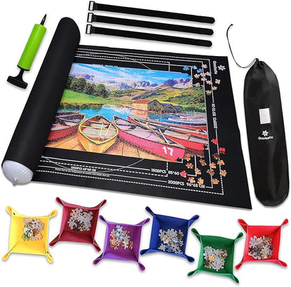 Black 2000 Pieces Jigsaw Puzzle Mat Roll Up | Unique Design, Portable Puzzle Board for Adults & Kids, Stow and Go Puzzle Saver | Puzzle Keeper Storage Saver 2000 1500 1000 500 Piece Puzzles