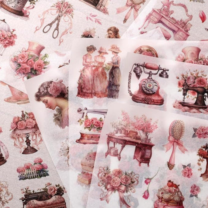 Vintage Ephemera Sticker 24 Sheets precut 300 washi Stickers Paper People Journal Stickers for Adults Junk journaling Sticker Book Scrapbooking Supplies