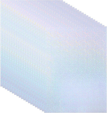 PATIKIL 11.7x8.3" Holographic Sticker Paper, 20Sheets A4 Polypropylene Self-Adhesive Transparent Waterproof Laminate Overlay Film for Photo Cards Scrapbook Decorations, Little Circle