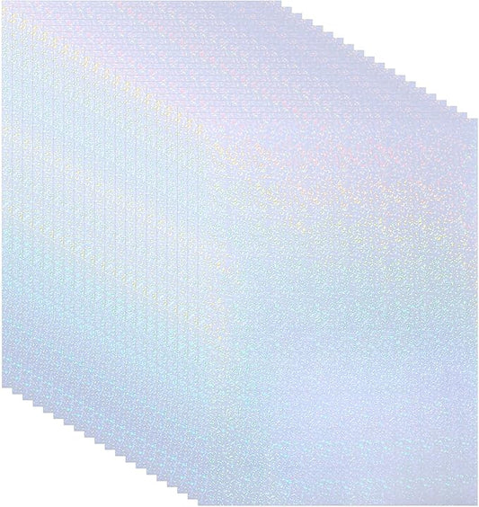 PATIKIL 11.7x8.3" Holographic Sticker Paper, 20Sheets A4 Polypropylene Self-Adhesive Transparent Waterproof Laminate Overlay Film for Photo Cards Scrapbook Decorations, Little Circle