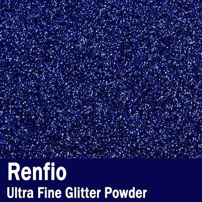 Renfio Ultra Fine Glitter Powder Metallic Resin Glitter 2.11 Oz (60g) PET Flakes Crafts Sequins 1/128" 0.008" 0.2mm Epoxy Chips Flakes for Tumblers Slime Roses Decoration - Classic Blue