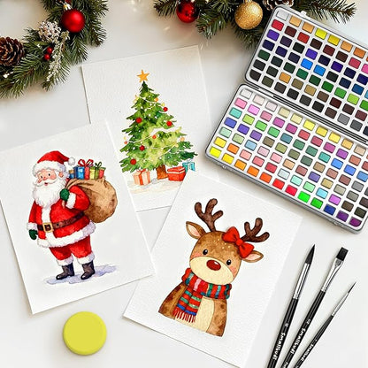 Watercolor Paint Set 168 Colors Including Metallic, Watercolor Kit with Case, Watercolor Paper, Paint Brushes, Palette and Accessories, Water Color Art Supplies Gift for Adults Kids Artists