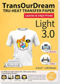 TransOurDream Tru-Heat Transfer Paper for Inkjet & Laserjet Printer (100 Sheets 8.5x11", 3.0) Printable HTV Heat Transfer Vinyl for T Shirts Iron On transfers for Light Fabrics (TRANS-L3-1-100)