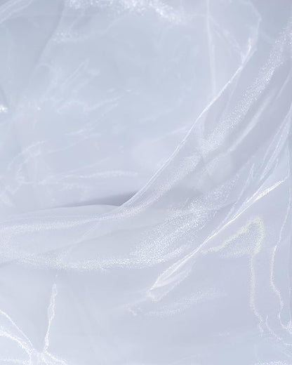 Fynite White Organza Fabric by The Yard | 5 Yard Long | 44" Wide | Bridal Soft Sheer Organza Tulle for DIY Wedding Dress Fashion Craft Decorations
