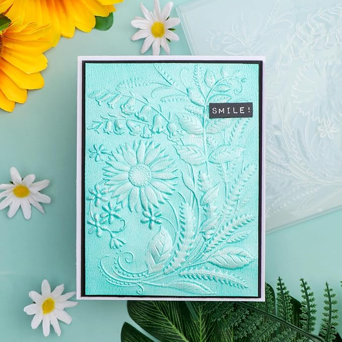 BAOFALI 3D Embossing Folders Sunflowers Leaves Textured for Card Making,Embossing Template Paper Card Embossing Stencil for DIY Scrapbooking Photo Album Card Paper Craft Decoration 6.3" L x 4.5" W