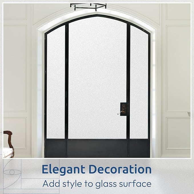 rabbitgoo Window Privacy Film, Non-Adhesive Frosted Glass Window Film for Bathroom, Static Cling Heat Blocking Stickers for Home Indoor Opaque Frosting Coverings House Tint, Matte White 35.4" x 393.7"