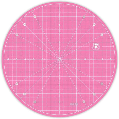 Headley Tools 13"x13" Round Rotating Cutting Mat, Self Healing Mat with 360-Degree Rotation & Anti-Slip Base, Sewing Board Cutting Mat Perfect for Fabric Quilting Leather Hobby Project, Pink