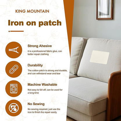 Iron on Patches, 8 Pieces Iron on Linen Patches, Fabric Patches for Couch, Tent, Clothing, Seat, Linen Repair Decorating Kit 3.7" by 4.9" (9.5 cm x 12.5 cm, Black)