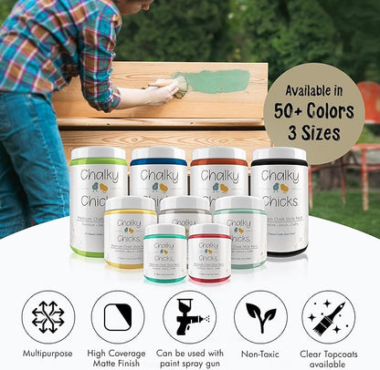 Chalky Chicks All-in-One Chalk Paint for Furniture or Cabinet - 32 Fl Oz - Matte Finish Olive Wood (Taupe) for Metal, Wood Furniture Paint - No Sanding All-in-One for Home Decor & Crafts, USA Made