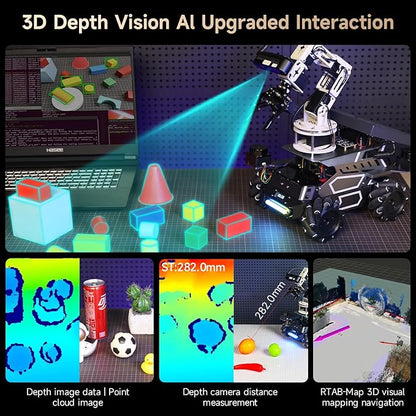 Yahboom ROS2 AI Robot Kit with Jetson Orin NX 8GB Super Large AI Model Supports 3D Mapping Navigation,Movelt Simulation,AI Vision,App Control