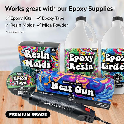 Craft Heat Gun for Crafts, 2-Speed 300W Mini Hot Air Torch Tool for Resin, Polymer Clay, Candle Making, Shrink Wrapping, Embossing, Epoxy Painting, Tumblers, and Bubble Busting in Art Projects