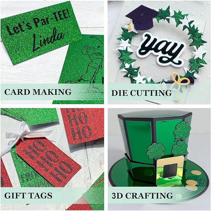 Cardstock Warehouse Diamond Print Inkjet Glitter - Premium Green Glitter Cardstock Paper – 15 Sheets, 8.5 x 11" - 104 lb/280 GSM for Inkjet Printing, Die-Cutting, Card Making, Crafts, and DIY Projects