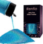 Renfio Holographic Ultra Fine Glitter Powder Metallic Resin Glitter 2.11 Oz (60g) PET Flakes Crafts Sequins 1/128" Fine Glitter Epoxy Chips Flakes for Tumblers Slime - Laser Blue
