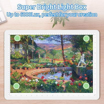 TOHETO A3 Light Board for Diamond Painting, Super Bright Magnetic Light Pad with Side Buttons, Lightbox for Tracing and Drawing, Corded Light Table for Sketching, Animation, Weeding Vinyl (White)