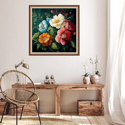 Hopeart Stamped Cross Stitch Kits for Beginner Embroidery Kits for Beginners Adults DIY 11CT Cross Stitch Patterns Needlepoint Kits Crossstitching Kits-Peony Flowers 18x18 inch