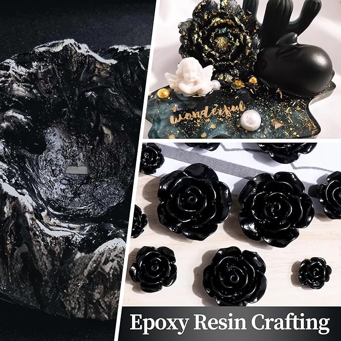Mysterious Black Mica Powder for Epoxy Resin，Natural Shimmer Mica Powder Used for Coloring Resin Artwork, car Spray Paint, Candles, soap, Eye Shadow, Lip Gloss, Nail Polish(50g/1.7oz)