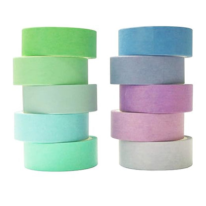 VIVIQUEN Washi Tape Set, 20 Rolls Colored Masking Tape, 15mm Rainbow Pastel Writable Colorful Washi Tapes for Painting, DIY Scrapbook Designs