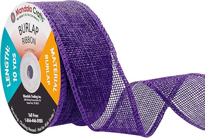 Mandala Crafts Purple Burlap Ribbon 1.5 Inches Wide Jute Ribbons for Crafts - 20 Yds Roll Rustic Burlap Wrap Trim Ribbons for Wreaths Bows Wedding Party Decoration