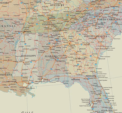 24x36 United States, USA Contemporary Premier Wall Map Poster (24x36 LAMINATED)