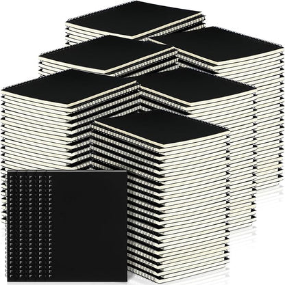 Yahenda 108 Pcs Spiral Notebook Bulk A5 Journal Lined 8.3'' x 5.5'' Writing Composition Paper Small Notepad Subject Notebook for Students Office Business Back to School Supplies (Black)