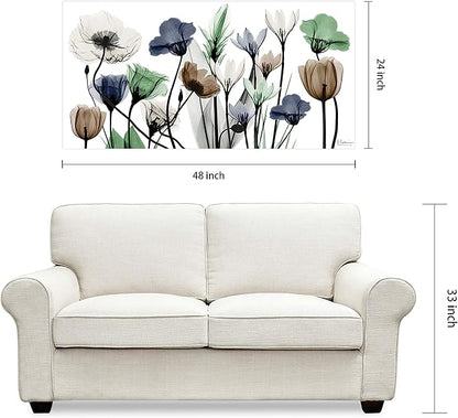Empire Art Direct Frameless Free Floating Tempered Glass Panel Graphic Wall Art Ready to Hang, 24" x 48", Floral Landscape