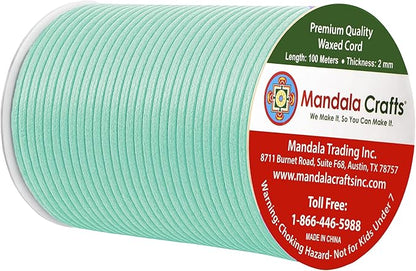 Mandala Crafts 2mm 109 Yards Aqua Cotton Waxed Cord for Jewelry Making Bracelet Cord Waxed String - Beading String Thread Jewelry Cords for Necklaces String
