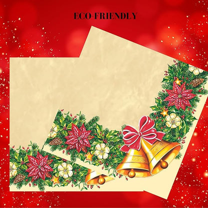 20-ct 13x13 Christmas Paper Decoupage Napkins, 3-Ply Servilletas Tissue Napkin for Dinner and Parties, Disposable Napkins (Bells)