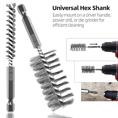 ASNOMY 7Pcs Wire Bore Brush for Drill,5/16"-1” Stainless Steel Copper Pipe Cleaner Set for Power Drill Cleaning,Abrasive Drill Wire Brush with 1/4" Hex Shank
