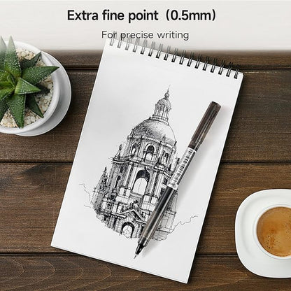 RIANCY Black Fine Point Gel Pens 24Pcs 0.5mm Gel Ballpoint Pens Black Liquid Ink Pens No Smear No Bleed, Smooth Writing Pen for Journaling Note Taking Drawing Sketching Coloring Office School Supplies