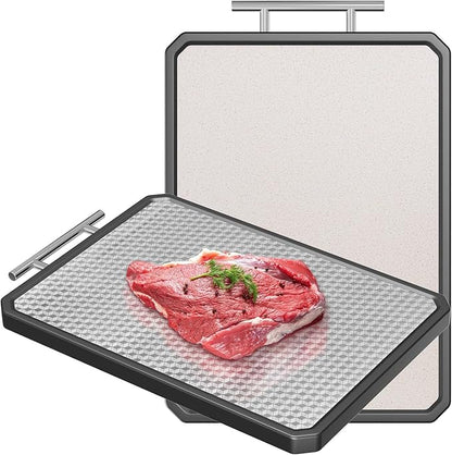 Stainless Steel Cutting Board, Scratch-resistant Cutting Board for Kitchen, 16 * 11 inch Double Sided Chopping Board, 304 Stainless Steel and Food-Grade Wheat Straw PP, Dishwasher Safe