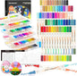 Shuttle Art 60 Pack Dual Tone Acrylic Paint Markers, 120 Colors Acrylic Paint Pens for Rock Painting, Ceramic, Wood, Canvas, Glass, Stone, Fabric, Card Making, DIY & Art Supplies