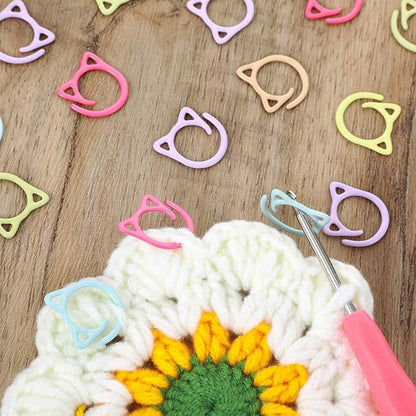 36Pcs Cat Stitch Markers for Crocheting, Cat Metal Crochet Stitch Marker Ring, Multicolor Knitting Stitchs Markers for DIY Weaving Knitting Sewing Tools