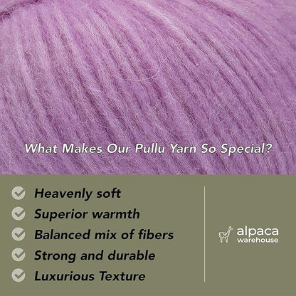 Pullu - Baby Alpaca Merino Wool Yarn Set of 3 Skeins (150 Grams) Worsted Weight - Sourced Directly from Peru - Heavenly Soft and Perfect for Knitting and Crocheting (Lavender Fields)