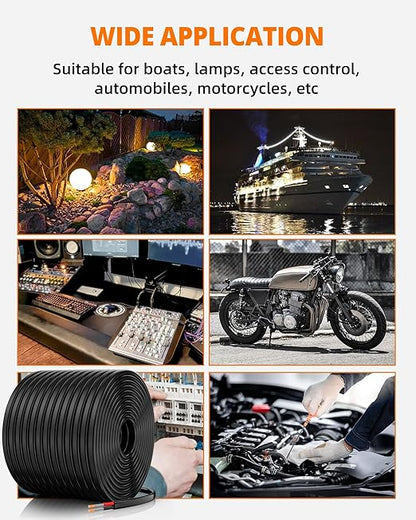 12 Gauge Wire, 12 AWG 2 Conductor Electrical Wire, Flexible/Oxygen-Free Tinned Copper/Stranded PVC 12/2 Cord for Automotive, Marine, LED Strips, Solar, RV, Lighting (200FT)