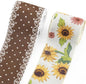 2 Rolls Fall Flowers Craft Ribbons for Wreath Bows, 2.5"×10 Yards Wired Edge Ribbon Rustic Flowers Lace Burlap Ribbons for Crafting Sewing Supplies