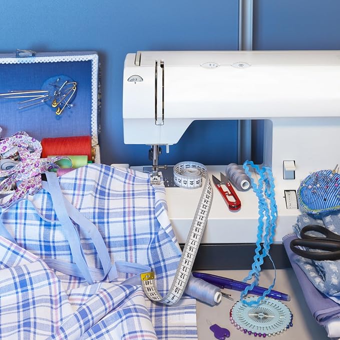 MECCANIXITY Double Fold Bias Tape for Sewing 5/8 Inch x 6 Yards Satin Pre-fold Continuous Binding Tape for Seaming Quilting Hemming Binding DIY Crafts, Blue
