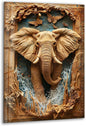 My Photostation.com 14Wx20H'' Elephant Carving Glass Wall Art Tempered Glass Printing Wall Decor Large Wall Art Wall Hangings