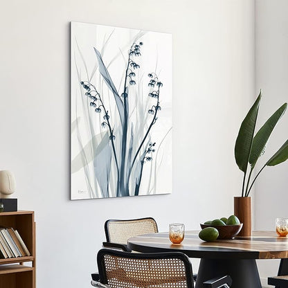 Empire Art Direct Frameless Free Floating Tempered Glass Panel Graphic Wall Art Ready to Hang, 32" x 48", Radiant Blues 2, Blue Flower
