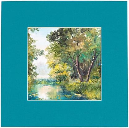 5x7 Mat for 8.5x11 Frame - Precut Mat Board Acid-Free Show Kit with Backing Board, and Clear Bags Teal Blue 5x7 Photo Matte Made to Fit a 8.5x11 Picture Frame Matboard for Framing, Pack of 25 Mats