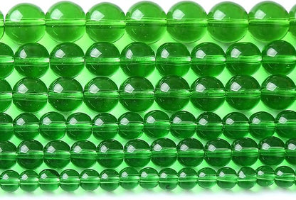 32pcs 12mm Smooth Green Crystal Glass Quartz Beads Round Loose Beads for Jewelry Making DIY Bracelet Necklace 15" Energy Healing Power Stone Beads(12mm, Green Crystal Glass)
