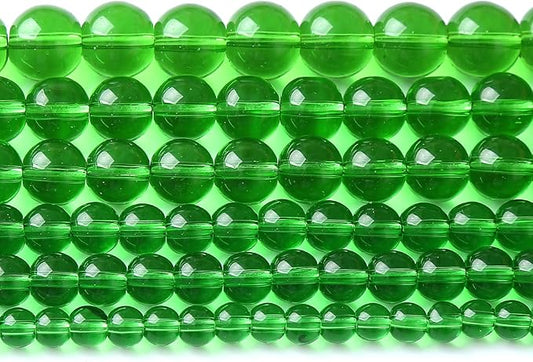60pcs 6mm Smooth Green Crystal Glass Quartz Beads Round Loose Beads for Jewelry Making DIY Bracelet Necklace 15" Energy Healing Power Stone Beads (6mm, Green Crystal Glass)
