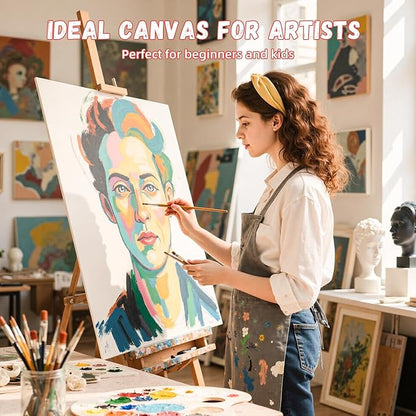 Simetufy 18 x 24 inch 5 Pack Canvas Panels Large Flat Canvas Boards for Painting - Gesso Primed Acid-Free 100% Cotton for Acrylics Oil Watercolor Tempera Paints