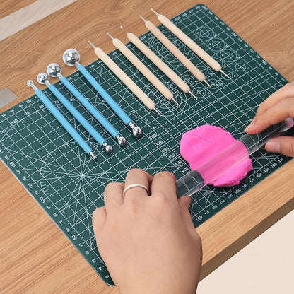 26 PCS Upgraded Polymer Clay Tools, Clay Sculpting, Acrylic Roller Pin, Polymer Clay Cutters Dotting Tools, Rectangle Sheet Press Board Wire Texture Set Needle Detail Modelling Supplies
