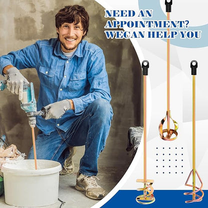 Set of 3 Paint Mixer for Drill Epoxy Resin, Mud, Cement Blades, Paint Stirrer, 15.7" Mixing Paddles and 2.3" Mixing Impeller(Gold)