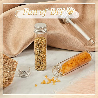 100 Pcs Small Clear Vials Spice Mini Jars with Lids Mini Glass Bottles with Screw Aluminum Metal Caps Tiny Jars Sample Containers for Powder Cream Cosmetic Jewelry Wedding (20 ml,Silver Caps)