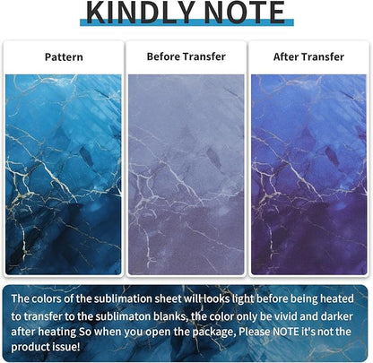 Sublimation Transfer Sheets for Heat Press Machine,12x12 Inch Blue Marble Sublimation Transfer Paper for Heat Press Machine, 6 Sheets